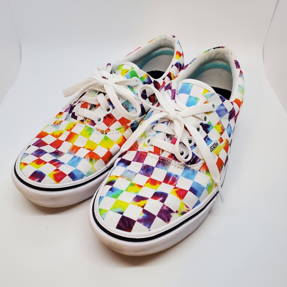 Rainbow checkerboard Vans